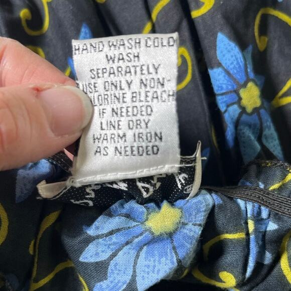 Pretty Pink Women Small Dress Blue Olive Black Cotton  Peasant‎ Boho Vintage - Picture 9 of 14